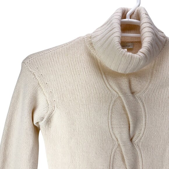 Garnet Hill 100% Cashmere Cable Detail Turtleneck Sweater Size Small Ivory White - Picture 6 of 13
